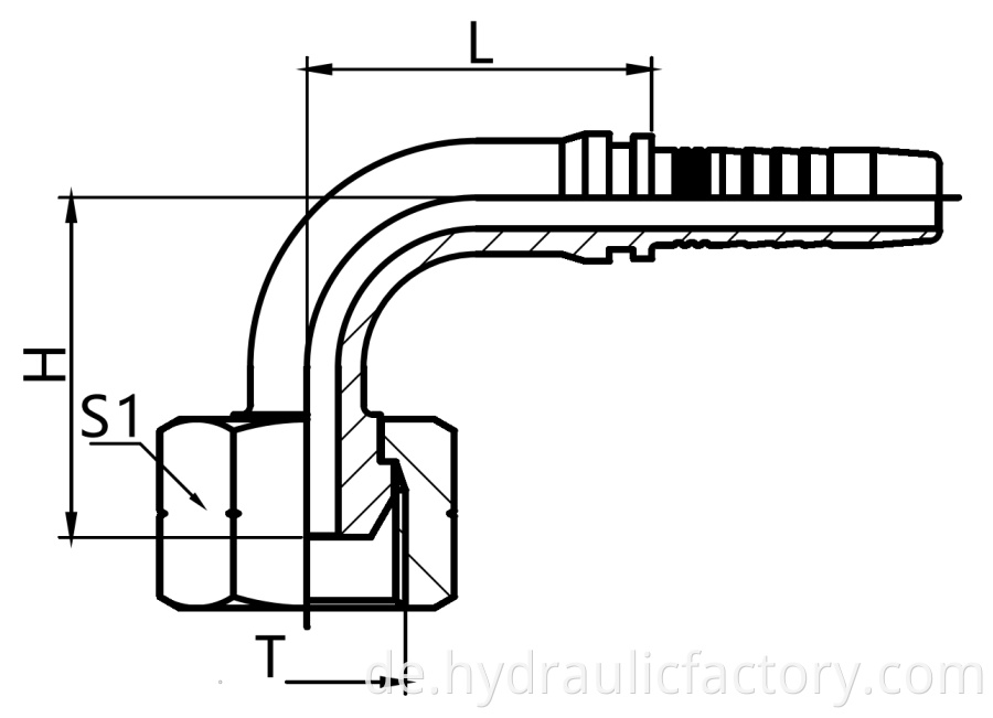 90 Degree Bsp Female 60 Degree Cone Fittings Drawing